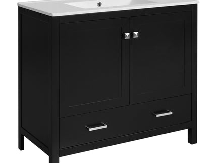 Bathroom Vanity With Sink, Soft Close Doors, Double Shelves & Divided Drawer