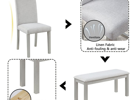 Dining Table Set With Crystal Decoration And Upholstered Chairs