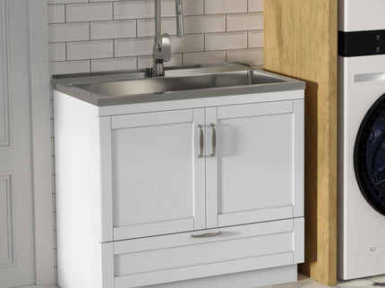 Reed - Deluxe Laundry Cabinet With Pull-Out Faucet And Stainless Steel Sink