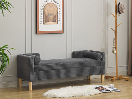 Upholstered Corduroy Flip Top Storage Bench For Living Room