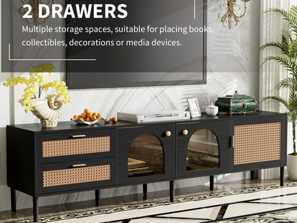 TV Stand With App-Controlled LED Lights, 2 Drawers & Door Storage
