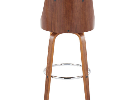 Gianna - Mid Century Modern Fixed Height Barstool With Swivel With Round Footrest (Set of 2)