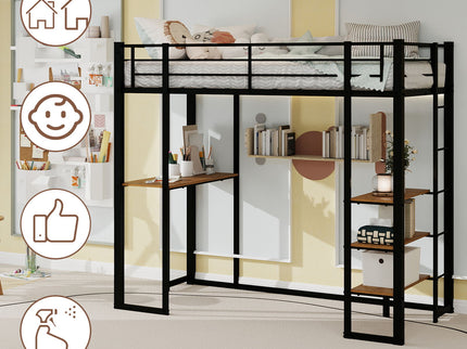Bunk Bed With L-Shaped Desk And Dual Side Stairs