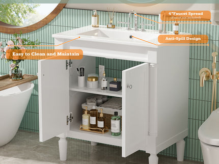 Bathroom Vanity Cabinet With Sink, Soft Close Doors, Storage Cabinet