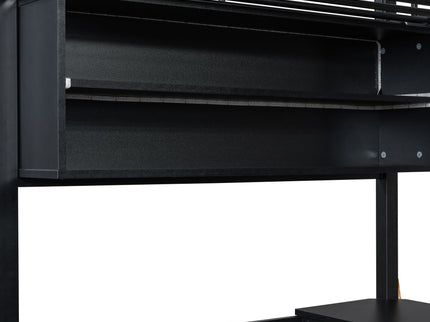 Loft Bed With LED Desk And 4 Storage Shelves