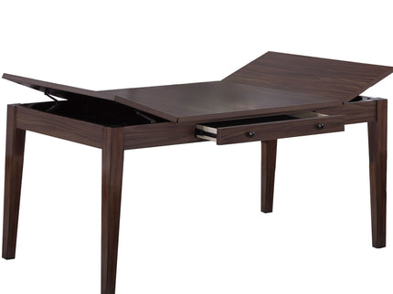 Dining Table With Built In Lift Top Storage And Drawer, Rectangular Furniture - Walnut