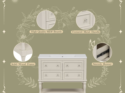 Bathroom Vanity Cabinet With Undermount Sink, 4 Drawer Set