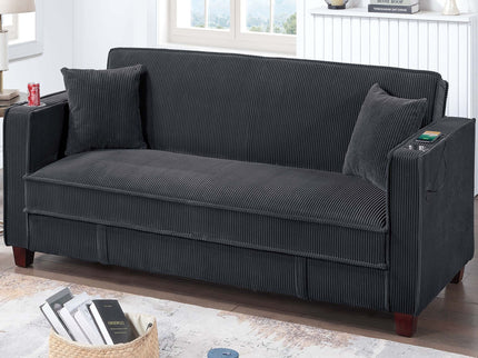 Modern Convertible Sofa With Hidden Storage USB Port, Cup Holder
