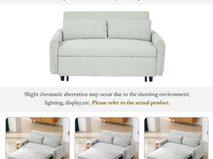 Pull-Out 2 Seat Modern Sleeper Sofa With 2 Throw Pillows And USB Ports
