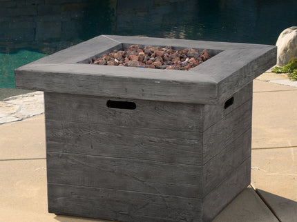 Anchorage - Wood Square Fire Pit 40, 000 Btu - Gray