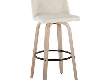 Toriano - Contemporary Fixed Height Barstool Swivel And Round Footrest (Set of 2)