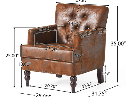 Vitality - Club Chair With Button Tufted Diamond Stitching And Turned Legs