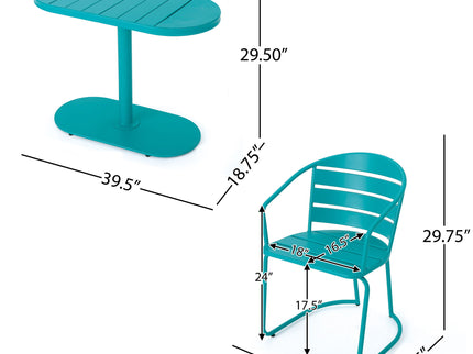 3 Piece Elegant Outdoor Bistro Set With 2 Chairs And Oval Table