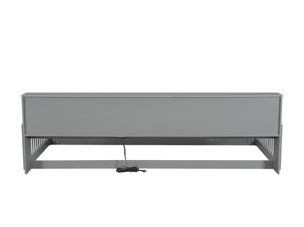 Twin Long Floor Bed With Storage Cabinets And USB Ports - Gray
