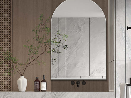 Arched Recessed Medicine Cabinet, Metal Framed Bathroom Wall Cabinet With Mirror And Adjustable Shelves, Wall Mirror With Storage For Bathroom