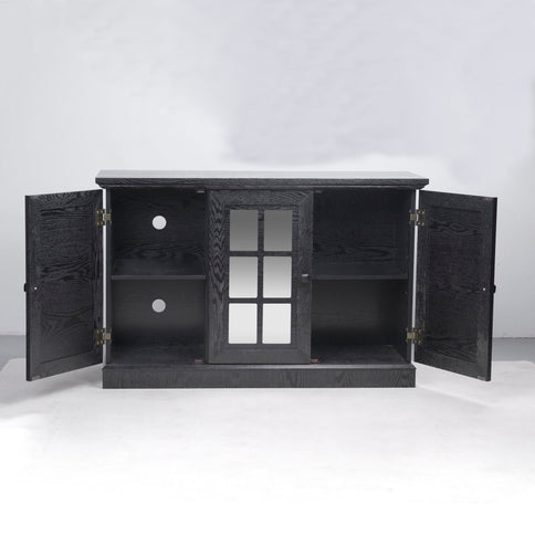 Storage Cabinet With 3 Mirrored Acrylic Doors, Adjustable Shelves