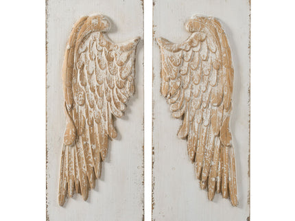 Feather Wing Wall Panels With Distressed, Rectangle Hanging Wall Art (Set of 2) - Multicolor