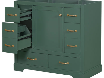 Modern Bathroom Vanity Base Only, 6 Drawer Storage With Adjustable Shelf