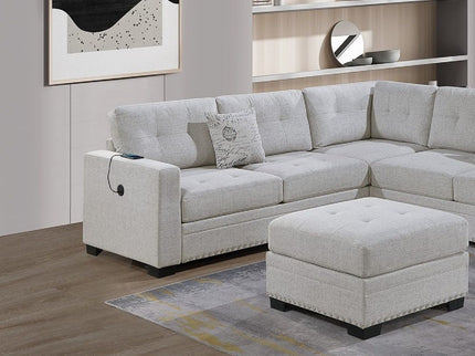 Casual Simple Tufted Sectional 4 Piece Set With USB Loveseat