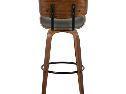 Lombardi - Mid-Century Modern Fixed Height Barstool With Swivel With Round Footrest (Set of 2)