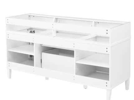 Bathroom Vanity Cabinet Only, 3 Drawers & 2 Doors, Adjustable Shelf, Soft Close Hinges - White