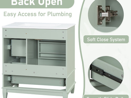 Freestanding Bathroom Vanity With Sink, Soft Close Door, 3 Drawers