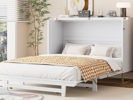 Murphy Bed With Frosted Glass Doors Design, Fake Drawers, Metal Legs