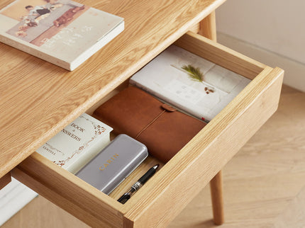 Computer Study, Work Desk Dressing Table Slim With Drawer - Oak Natural