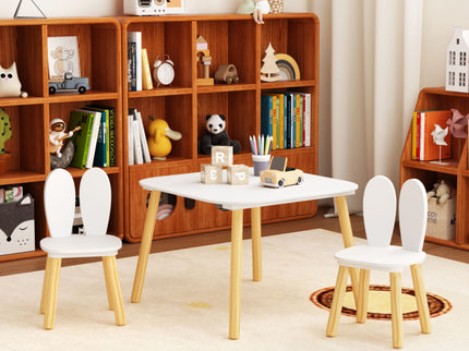 Rabbit Themed Table And 2 Chairs Set - White