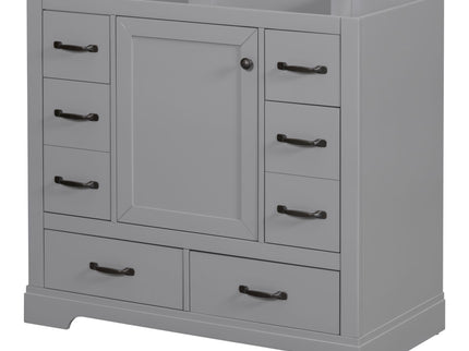 Modern Bathroom Vanity Base Only, 6 Drawer Storage With Adjustable Shelf