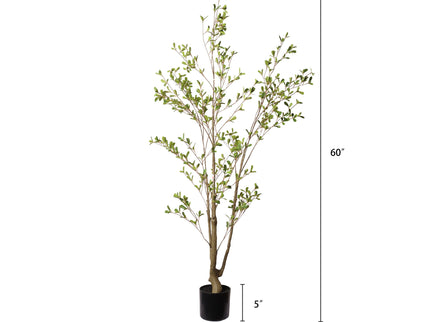 Lifelike Artificial Olive Tree With Plastic Pot For Home Living Room Decor - Green Leaves