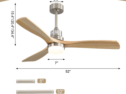 Indoor Ceiling Fan With Dimmable LED Light, 6 Speed Remote ControlLED DC Motor, Reversible Blades