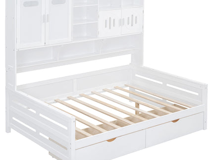 Daybed With All-In-One Cabinet And Shelf