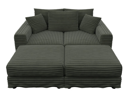 Convertible Deep Seat Sofa With Soft Pillows And Ottomans