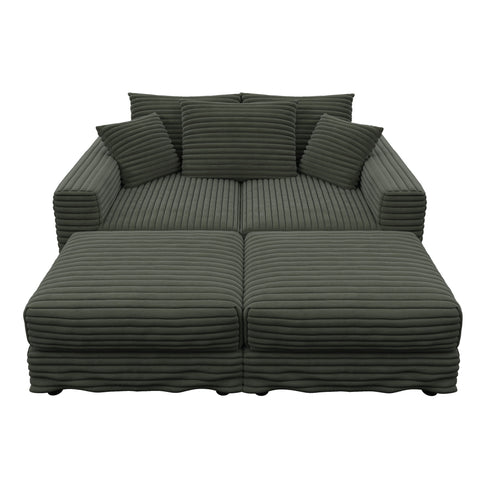 Convertible Deep Seat Sofa With Soft Pillows And Ottomans