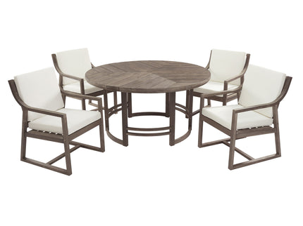 5 Piece Outdoor Dining Set, Patio Table And Chairs With Umbrella Hole