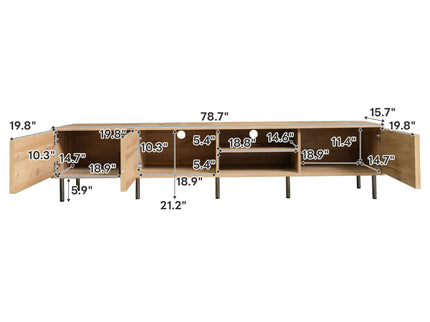 78" TV Stand For TVs Up To 85" With Closed Storage, Living Room Entertainment Center - Natural Wood