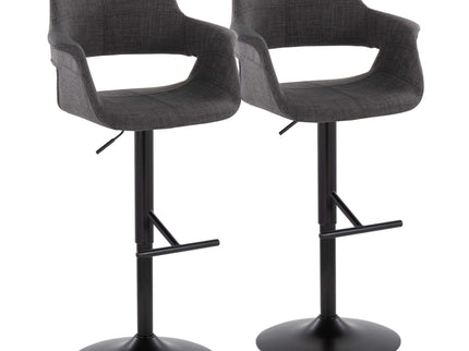 Vintage Flair - Mid Century Modern Adjustable Barstool With Straight T Footrest (Set of 2)