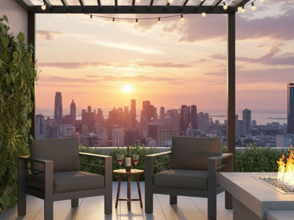 Modern All-Weather Patio Armchairs With Thick Cushions (Set of 2)