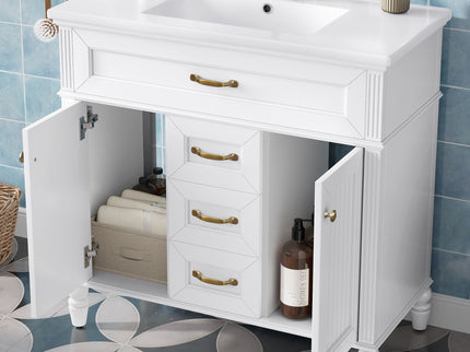 Modern Freestanding Bathroom Vanity With Sink, Cabinet, Soft-Close Drawers, Tip-Out Tray