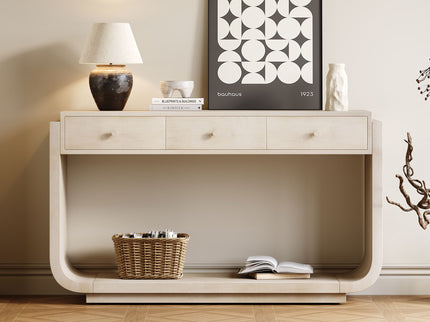 Console Table With 3 Drawers, Display Shelf