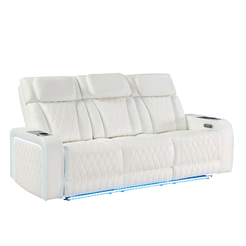 Electra - Power Reclining Sofa With Power Headrests, Drop Down Table, Reading Light, Massage, LED Lighting And USB Control