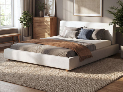 Upholstered Platform Bed Frame With Thick Headboard