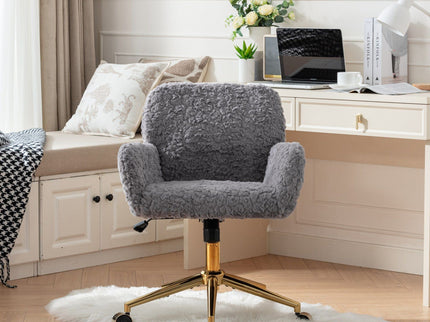 Office Chair, Artificial Rabbit Hair Home Office Chair With Metal Base, Adjustable Desk Chair Swivel Office Chair, Vanity Chair