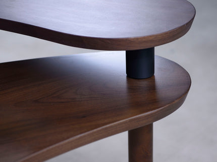 Rotatable Coffee Table With Solid Legs, 360 Degree Swivel, Waterproof - Walnut