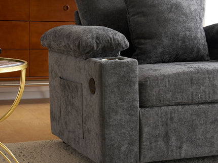 Modern Oversized Chair With Ottoman, Cupholders And USB Charging Ports