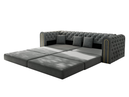 3-In-1 Convertible Sleeper Sofa With Movable Ottoman For Living Room
