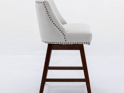 Counter Height Swivel Barstools, 26'' H Seat Height Upholstered Bar Stools (Set of 2), Fabric