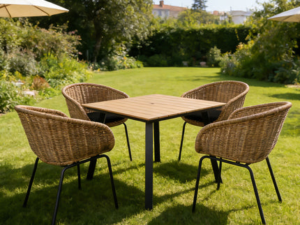 7 Piece Outdoor Patio Dining Set For 6, Conversation Set With Table & 6 Armchairs - Purple Pink Flower / Yellow