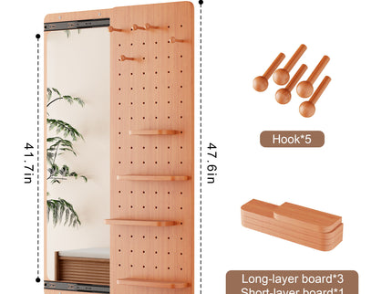 Wall Mounted Full Length Mirror With Shelf And Hook